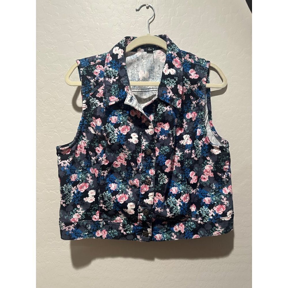 Ronson jean floral vest Size XL